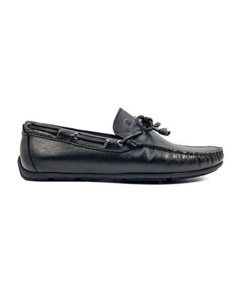 Agora Black Genuine Leather Men's Loafer Shoes