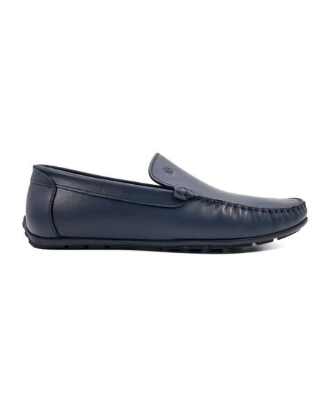 Yalı Navy Blue Genuine Leather Men's Loafer Shoes
