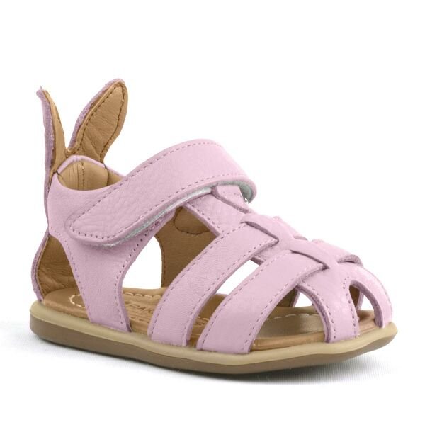 Розовые детские сандалии Rakerplus Bunny из натуральной кожи на липучке