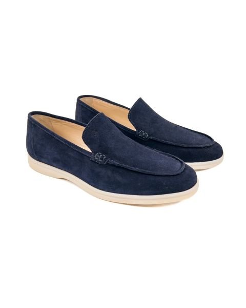 Allegro Navy Blue Genuine Suede Leather Men's Loafer Shoes