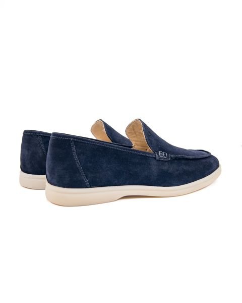 Allegro Navy Blue Genuine Suede Leather Men's Loafer Shoes