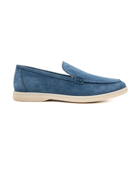 Allegro Light Blue Genuine Suede Leather Men's Loafer Shoes