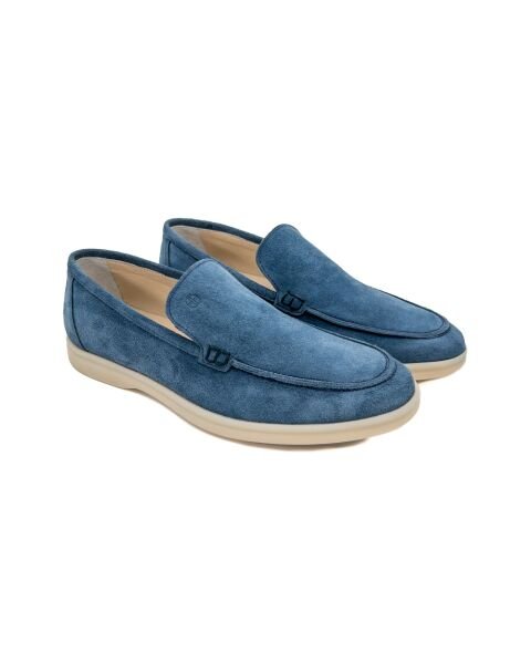Allegro Light Blue Genuine Suede Leather Men's Loafer Shoes