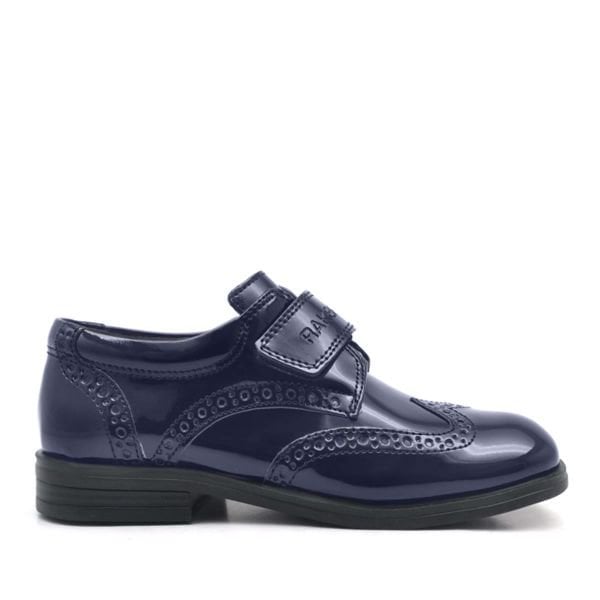 Rakerplus الأزرق الداكن الفيلكرو أكسفورد أحذية جلدية للأولاد براءات الاختراع