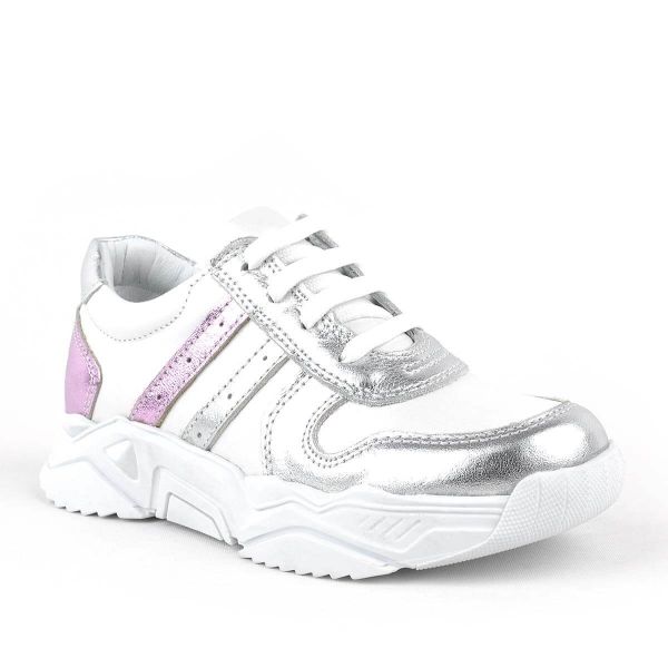 Rakerplus Rastî Çermê Zîv Pink Thick Soled Girls Sneakers Shoes