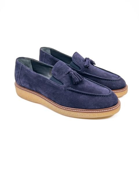 Kaunos Navy Blue Genuine Suede Leather Casual Classic Shoes mêran