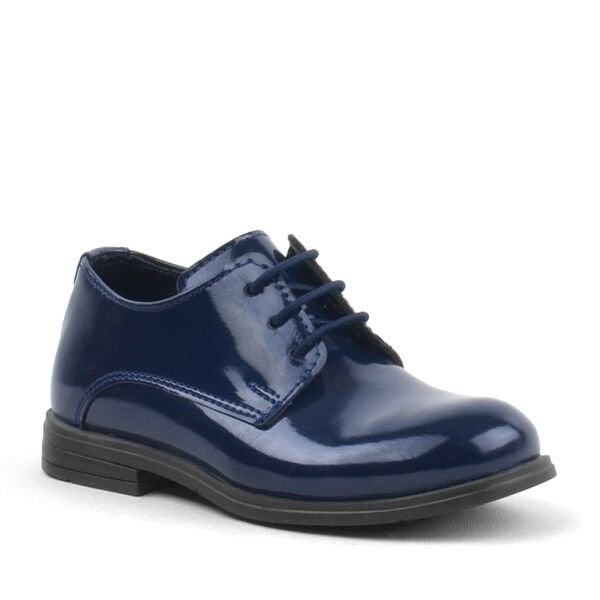 Rakerplus Navy Blue Patent Leather Rubber Laced Oxford Baby Shoes
