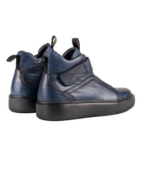 Uludağ Navy Blue Genuine Leather Men's Sports Boots Sneaker