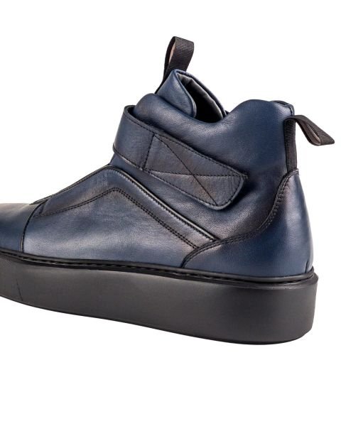 Uludağ Navy Blue Genuine Leather Men's Sports Boots Sneaker