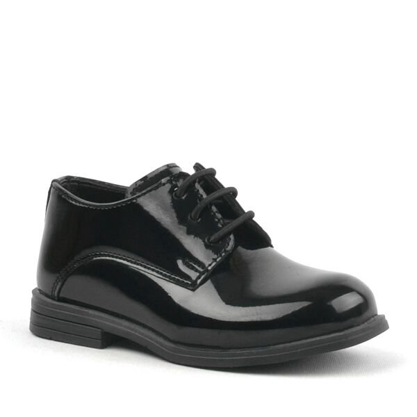 Rakerplus Black Patent Leather Rubber Laced Oxford Baby Shoes