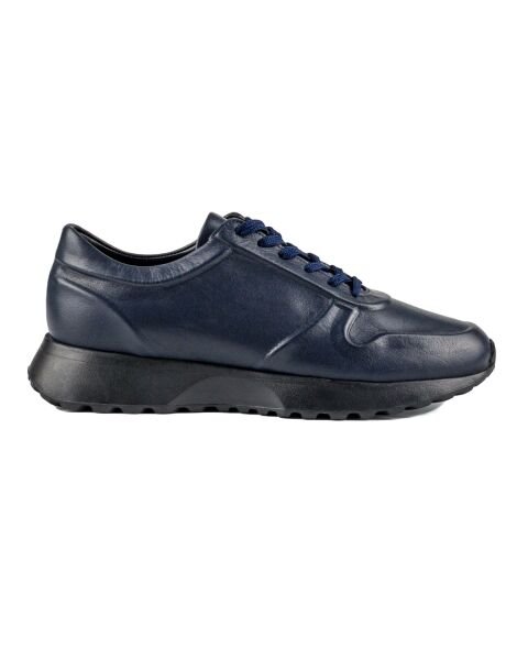 Мужские спортивные туфли (кроссовки) Vstrom темно-синие из натуральной кожи