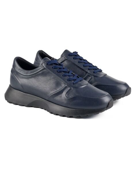 Мужские спортивные туфли (кроссовки) Vstrom темно-синие из натуральной кожи