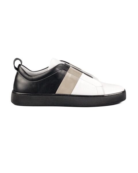 Varadero Siyah-Beyaz-Gri Hakiki Deri Siyah Taban Erkek Spor (Sneaker) Ayakkabı