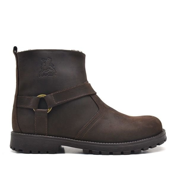Rakerplus Chiron Çermê Orjînal Brown Zippered Fur Boots