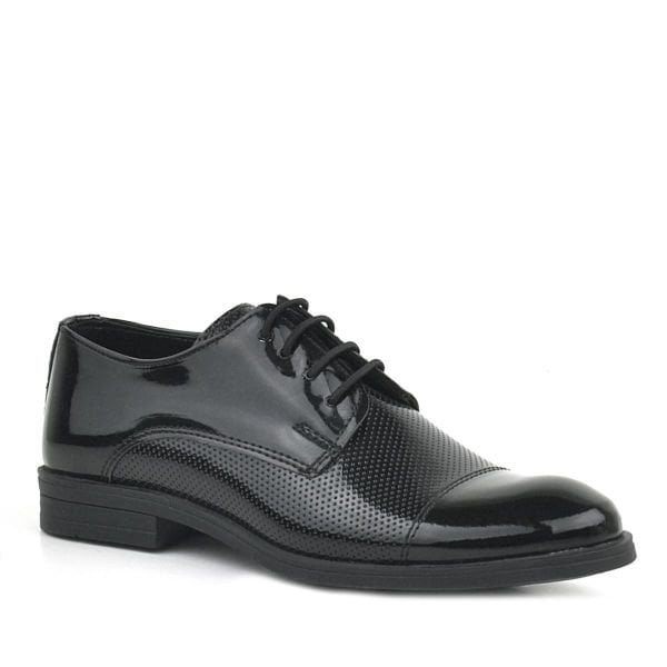 Rakerplus Siyah Rugan Bağcıklı Çocuk Oxford Klasik Ayakkabı