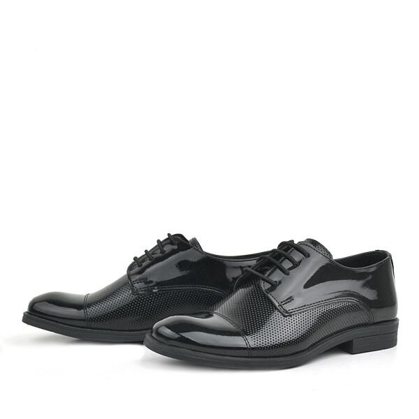 Rakerplus Siyah Rugan Bağcıklı Çocuk Oxford Klasik Ayakkabı