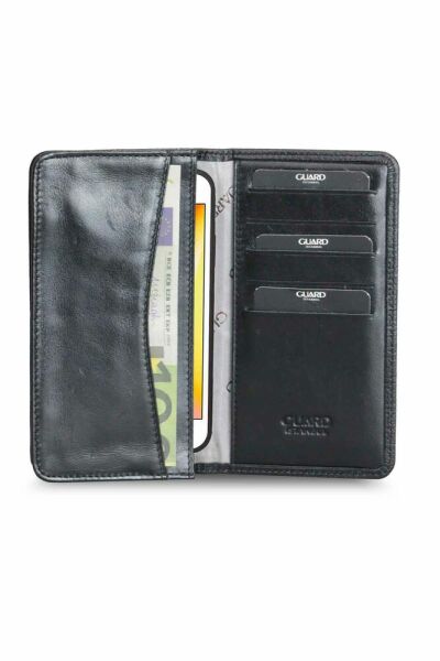 Reş Laser Print Leather Portfolio Wallet bi Guard Phone Slot