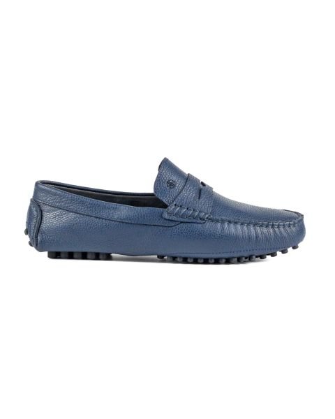 Sardes Navy Blue Genuine Leather Men's Loafer Shoes