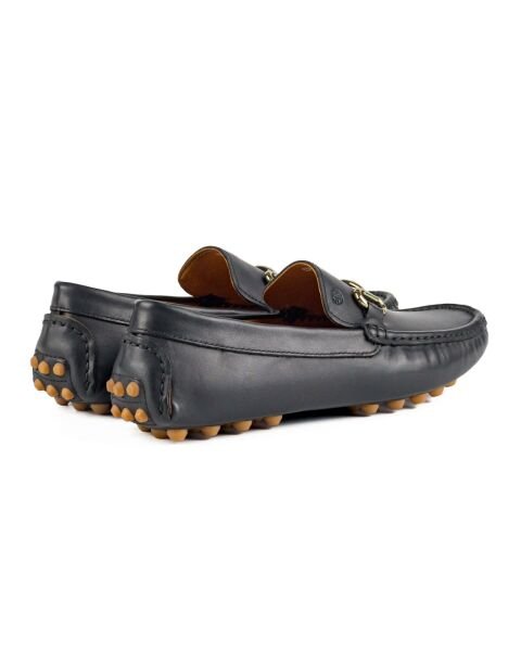 Gordion Siyah Hakiki Deri Erkek Loafer Ayakkabı