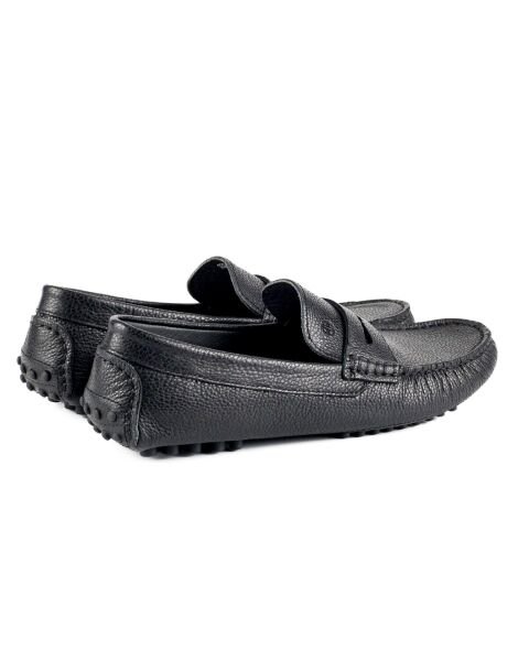 Sardes Siyah Hakiki Deri Erkek Loafer Ayakkabı