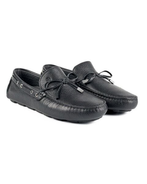 Ancrya Reş Çermê Orjînal Çermê Mêran Loafer Shoes