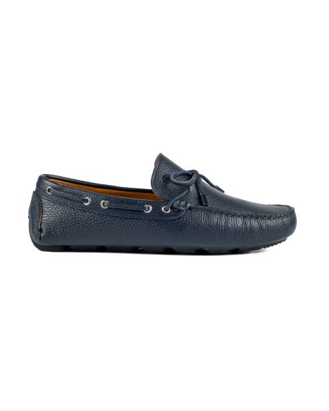Ancrya Navy Blue Genuine Leather Men's Loafer Shoes