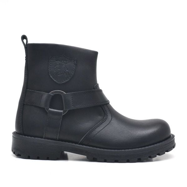 Rakerplus Chiron Genuine Leather Black Zipper Kids Boots