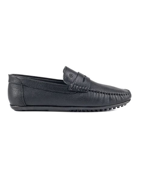 Edessa Black Genuine Leather Men's Loafer Shoes