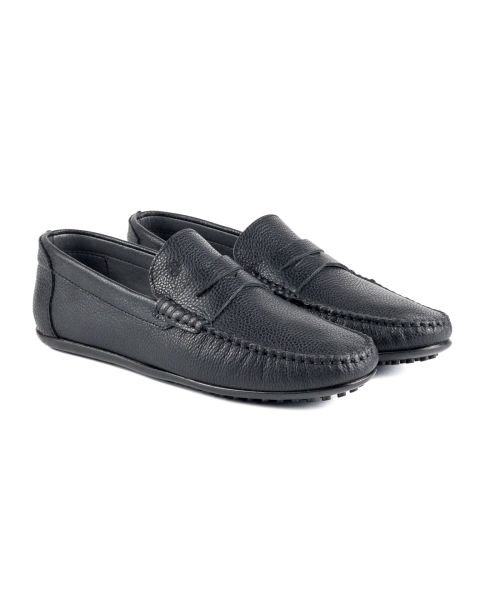 Edessa Black Genuine Leather Men's Loafer Shoes