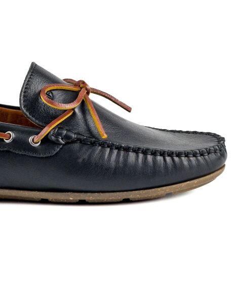 Alabanda Black Genuine Leather Men's Loafer Shoes