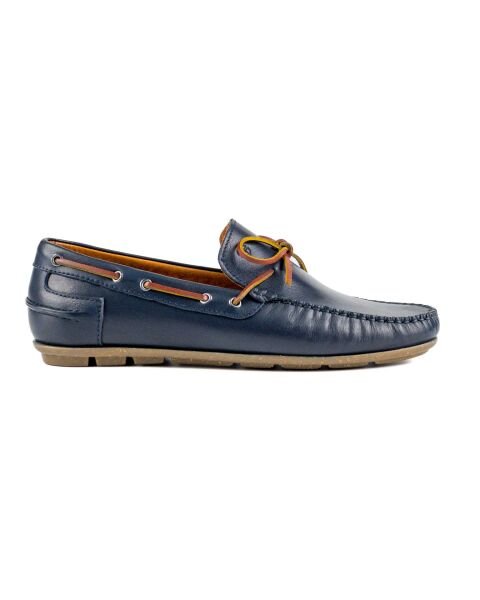Alabanda Navy Blue Çermê Genuine Men's Loafer Shoes