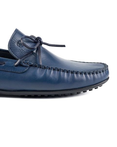 Tripolis Navy Blue Genuine Leather Men's Loafer Shoes