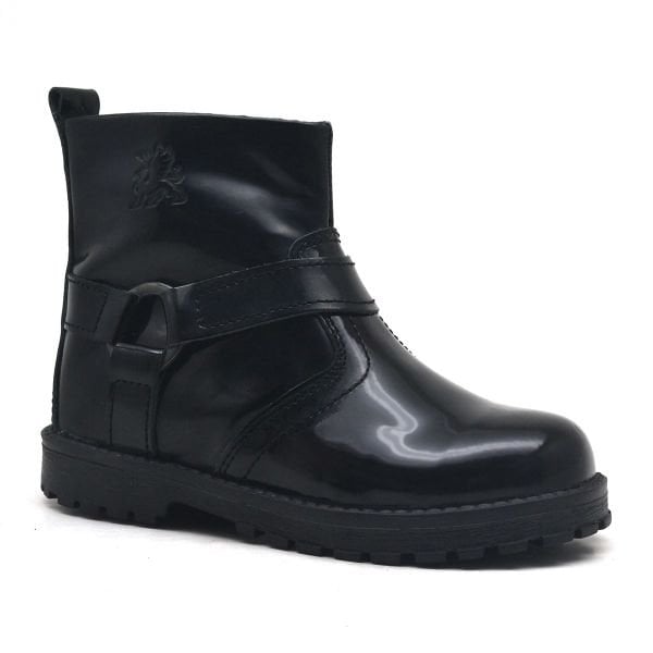 Черные лакированные ботинки Rakerplus Chiron из натуральной кожи на молнии для маленьких девочек