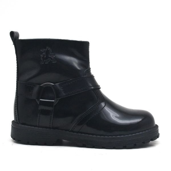 Черные лакированные ботинки Rakerplus Chiron из натуральной кожи на молнии для маленьких девочек