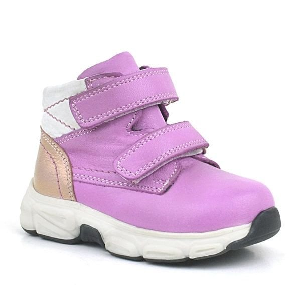 Туфли-лодочки Rakerplus из натуральной кожи цвета фуксии розового цвета на липучке для маленьких девочек