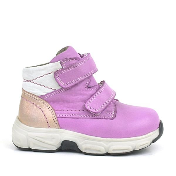 Rakerplus Çermê Rastî Fuchsia Pink Velcro Baby Girl Boat Shoes
