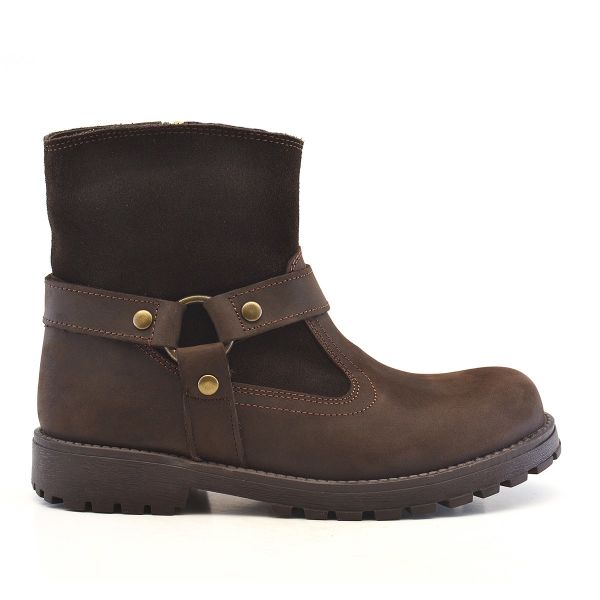 Rakerplus Garuda Genuine Leather Brown Zippered Children's Boots