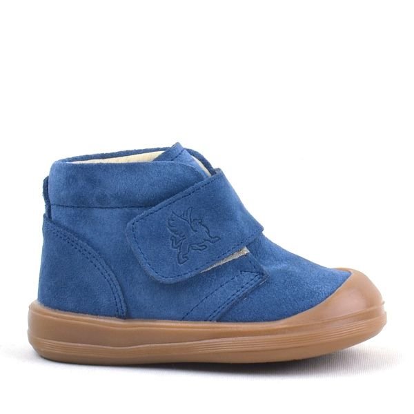 Детские ботинки унисекс Rakerplus Yoohoo из натуральной кожи темно-синего цвета с липучками