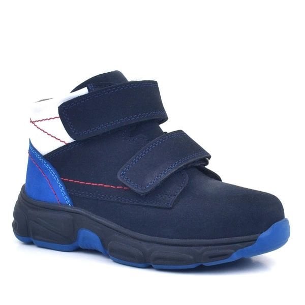 Детские спортивные ботинки Rakerplus из натуральной кожи темно-синего цвета с липучками