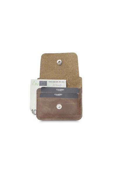 Guard Brown Crayz Mini Leather Card Holder with Paper Money Compartment