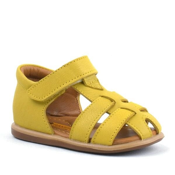 Желтые детские сандалии Rakerplus из натуральной кожи на липучке
