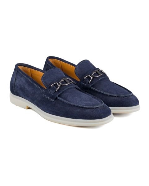 Bolero Navy Blue Genuine Suede Leather Men's Loafer Shoes