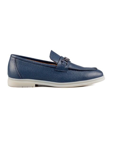 Bolero Navy Blue Genuine Leather Men's Loafer Shoes