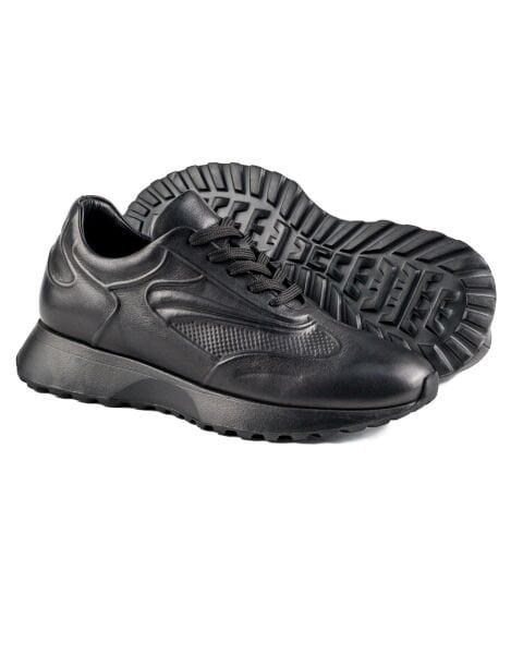 Diavel Black Genuine Leather Men's Sports (Sneaker) Shoes