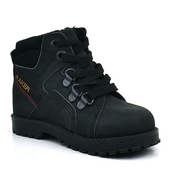 Rakerplus Genuine Leather Black Fur Zippered Baby Boots