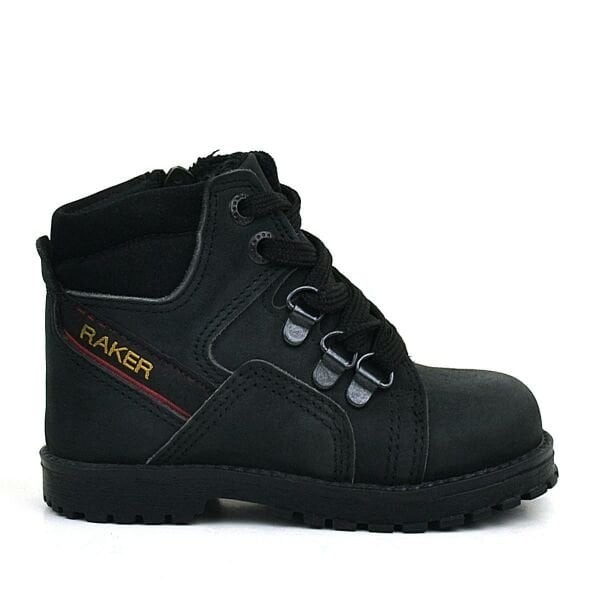 Rakerplus Genuine Leather Black Fur Zippered Baby Boots