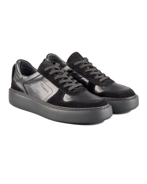 Trident Black Suede and Black Genuine Leather Men's Sports (Sneaker) Shoes