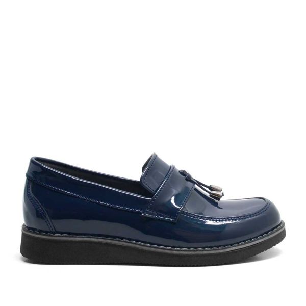 Rakerplus Navy Blue Patent Leather Loafer Kids School Shoes