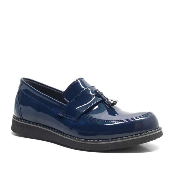 Rakerplus Navy Blue Patent Leather Loafer Junior Shoes School