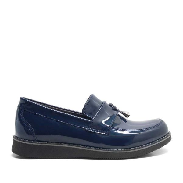 Rakerplus Navy Blue Patent Leather Loafer Junior Shoes School